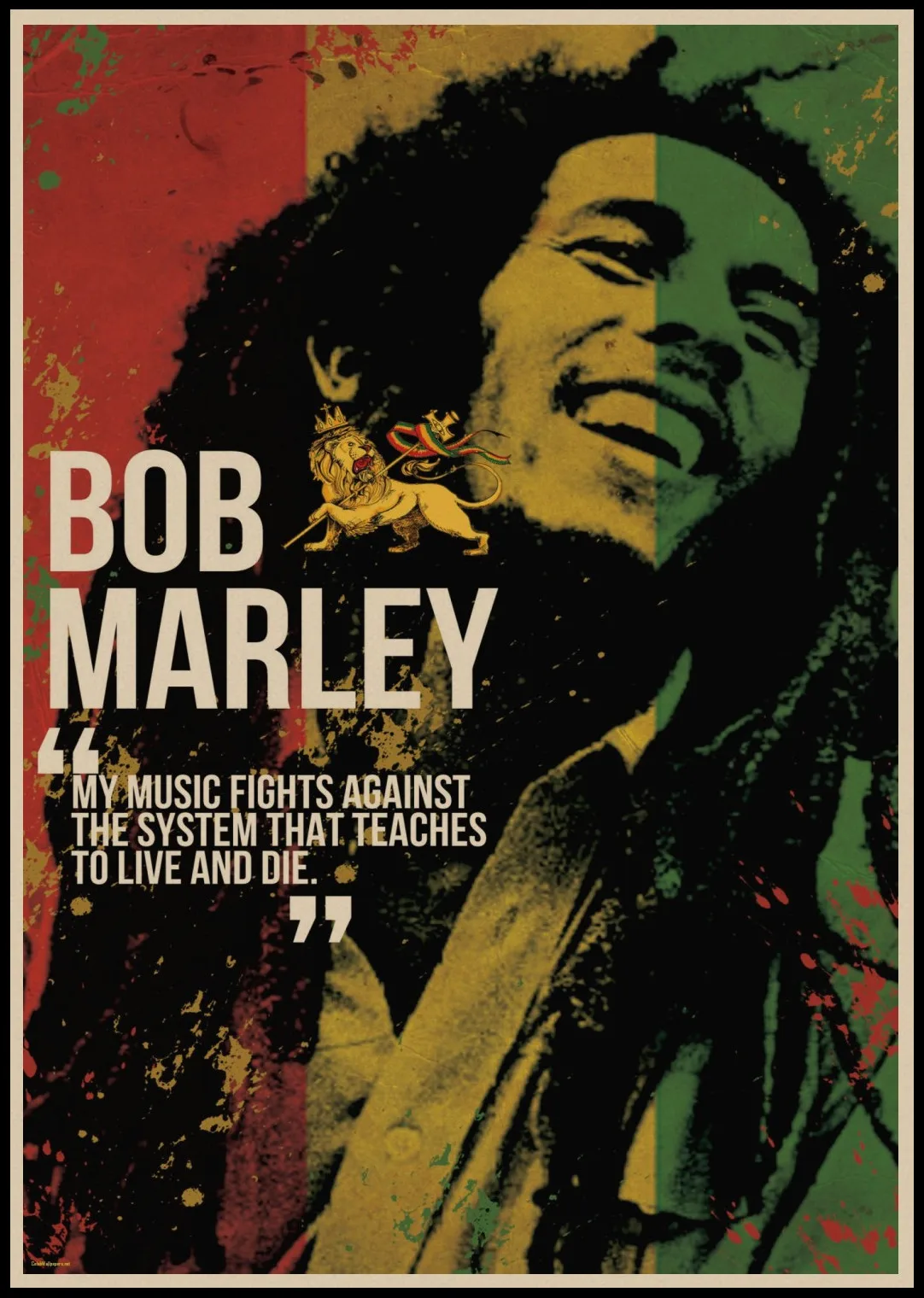 Bob Marley retro nostalgic old Reggae Rock poster Kraft music painting Vintage Poster 1002 | Дом и сад