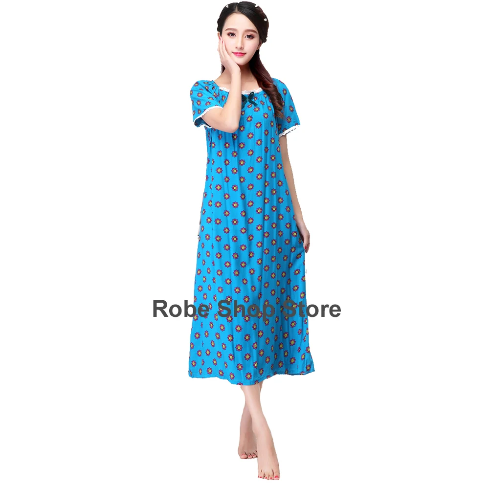 Женская Длинная Ночная сорочка из 100% хлопка с коротким рукавом|long nightgown|long nightgowns