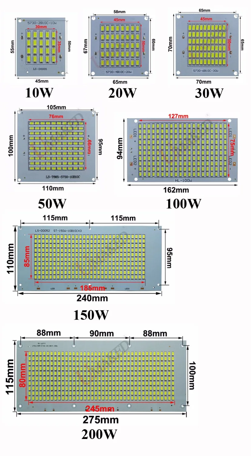 100% полномощный прожектор pcb 50 Вт 5000лм led PCB с чипом SMD5730 теплоотвод доска