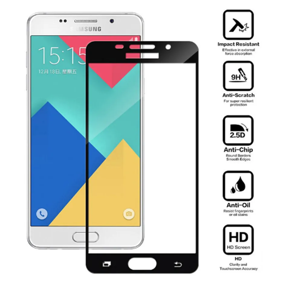 Полное покрытие Защитное стекло для Samsung Galaxy A3 A5 A7 J3 J5 J7 2016 2017 J330 J530 J730 Защитная