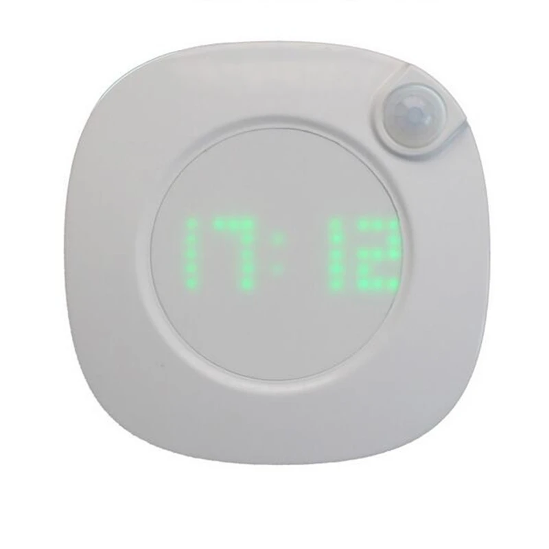 With clock CLAITE светодиодный датчик движения PIR Ночной светильник с часами времени для дома спальни лестницы настенный светильник яркость Зарядка батарея мощность - Испускаемый цвет: With clock