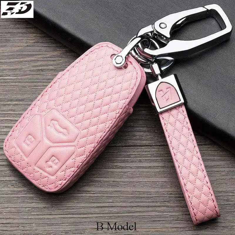 B Model Pink Натуральная кожа, автомобильные аксессуары, брелок чехол для Audi A1 A2 A3 A4 A5 A6 A7 TT Q3 Q5 Q7 R8 S6 S7 S8 SQ5 RS5 Флип складной держатель для ключей - Название цвета: B Model Pink