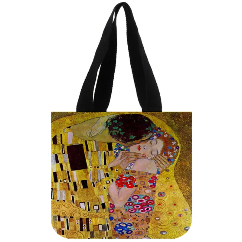 Пользовательские Gustav Klimt Поцелуй печати холст сумка индивидуальные Эко сумки на заказ хозяйственные сумки с логотипом - Цвет: 5