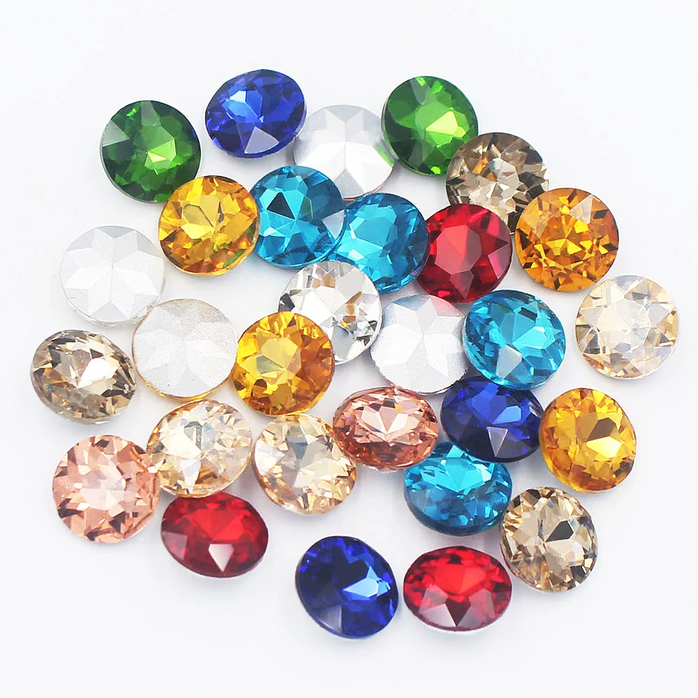 

Diamond Cut Face Round Shape Rhinestones Piontback Sewing Rhinestones Strass Stones and Crystals Glue on Rhinestones For Clothes