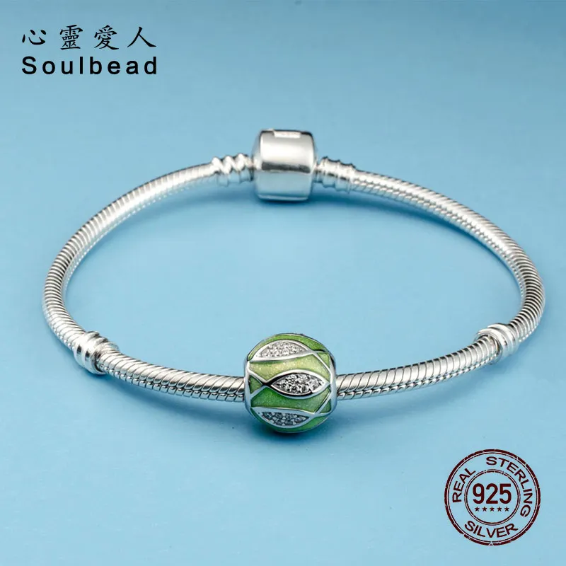 Бусины с эмалью серебристые бусины подходят для браслетов Pandora подарок SS3693 |