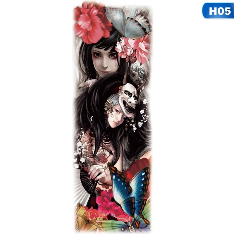 H05 1 шт., новинка, 16*48 см, полный цветок, большая рука, тату, наклейка, рыба, павлин, цветок, временная краска для тела, передача воды, поддельные татуировки, рукава - Цвет: H05