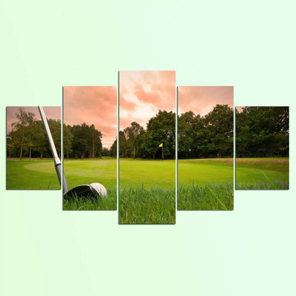 HD Print 5 Piece canvas art golf club course painting for living room home decoration free shipping/ NY-6825C | Дом и сад
