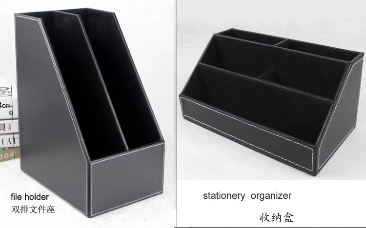 10 шт./компл. деревянный кожаный Настольный Файл канцелярские принадлежности ящик