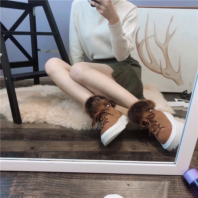 Зимние ботинки Женская модная брендовая обувь zapatos de mujer с мехом Натуральная кожа