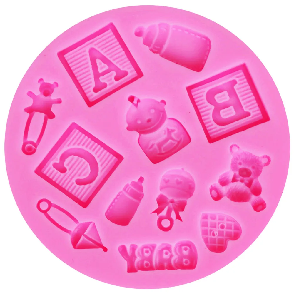 10 шт./компл. M016 ABC Baby Shower силиконовая форма бутылка Trojans Bear Fondant инструмент для
