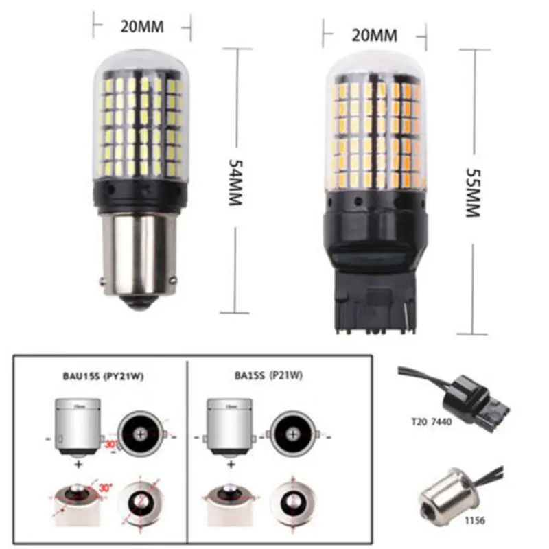 2 шт. T20 7440 W21W 1156 BA15S P21W BAU15 PY21W Автомобильный светодиодный свет сигнальная Поворотная лампа свет задний Реверс лампы задний стоп-сигнал лампы