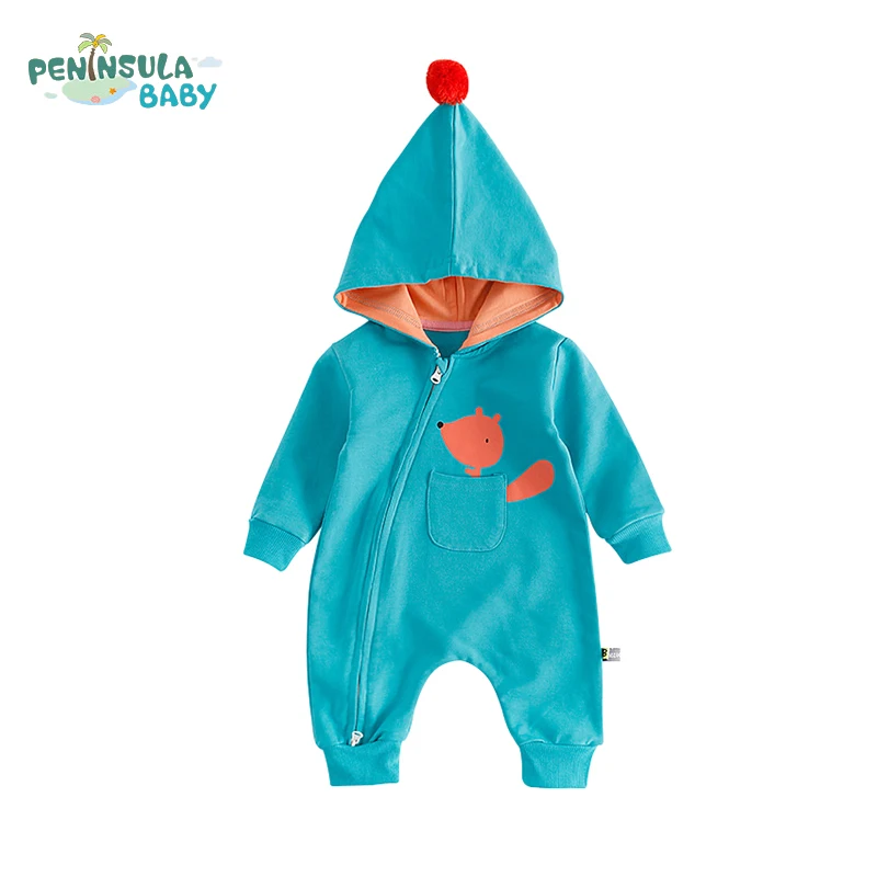 Осень с длинным рукавом новорожденных Комбинезоны для малышек Модная Одежда