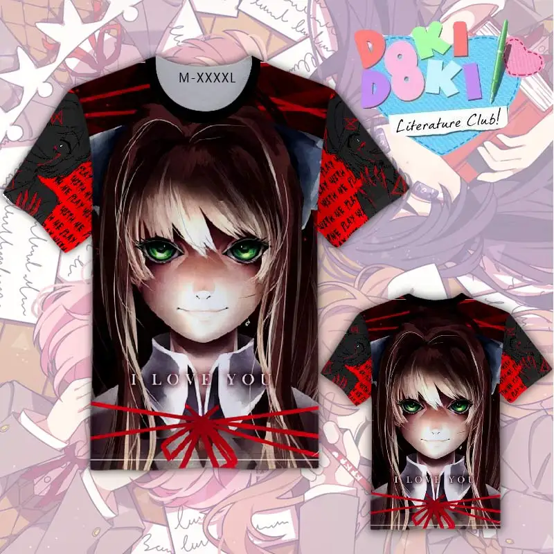 OHCOMICS Doki Literature Club! Yandere Monica Yuri футболка с круглым вырезом летние топы из полиэстера