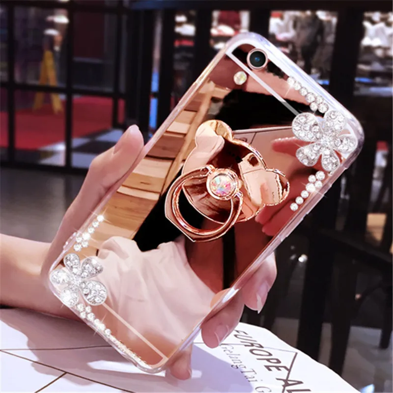 Для huawei P10 P20 Lite selfie P Смарт плюс Коврики 10 Pro с цветами и стразами алмаз зеркало