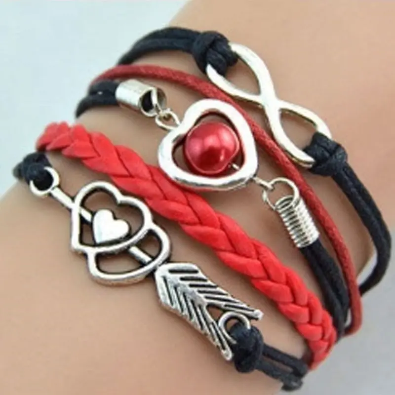 Браслет многослойный из искусственной кожи M534 TT @ 88|heart bracelet|bracelet fashionfashion bracelet |