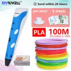 Myriwell 3d Ручка rp100a + pla100m нити 1,75 мм 3d печатных ручка 3 d Ручка 3d ручки для детей искусства инструменты для рисования 3D ручка из АБС-пластика