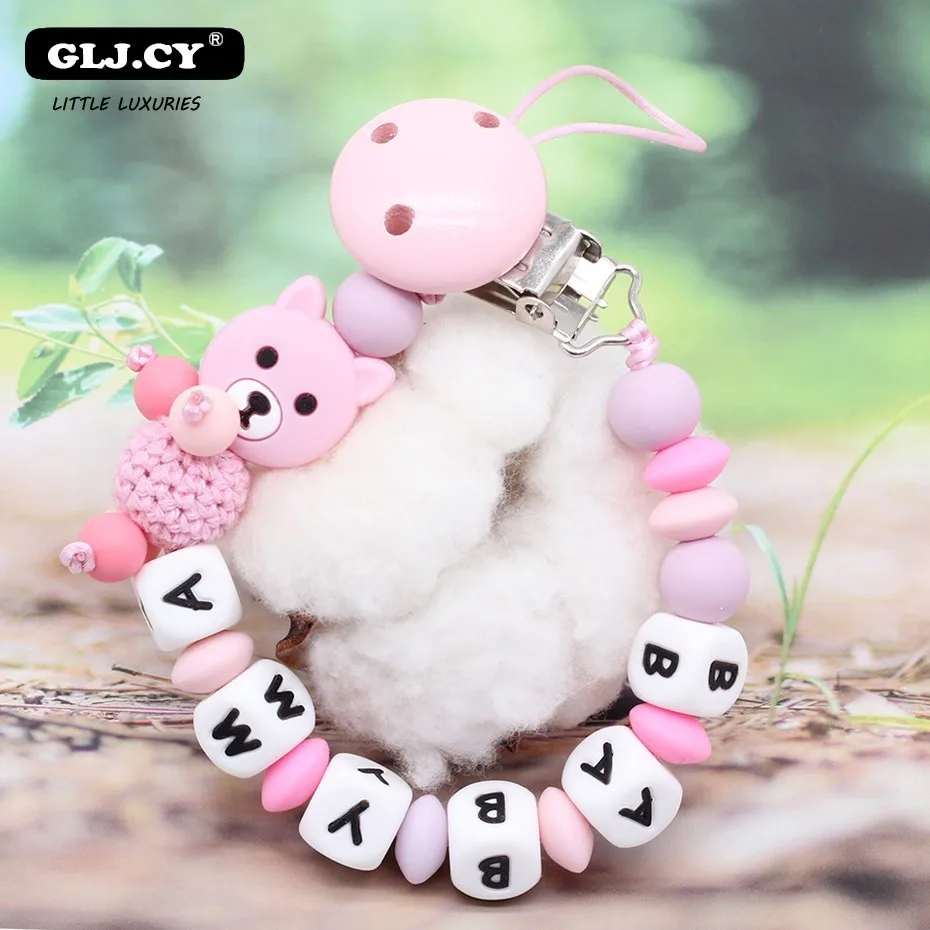 Новинка 2019 зажим для соски с именем мультяшная панда силиконовые бусины детские