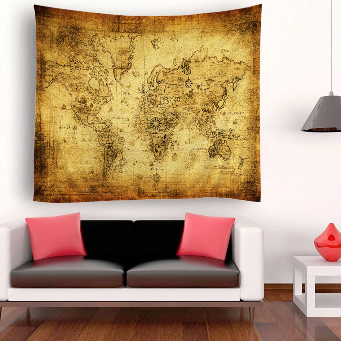 Гобелен в стиле ретро с картой мира настенный домашний декоративный коврик хиппи