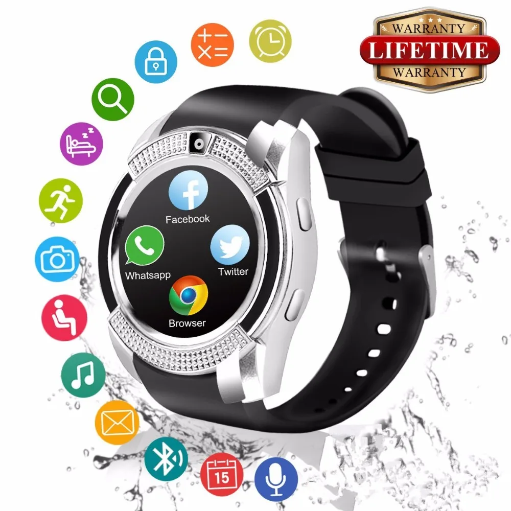 2018 лучшие Bluetooth Android Смарт часы с сенсорным экраном модный мобильный телефон