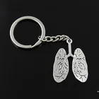 Новинка, модный мужской брелок 30 мм, металлический держатель сделай сам, цепочка, винтажная Подвеска для дыхательной системы легких 39x30 мм серебристого цвета в подарок