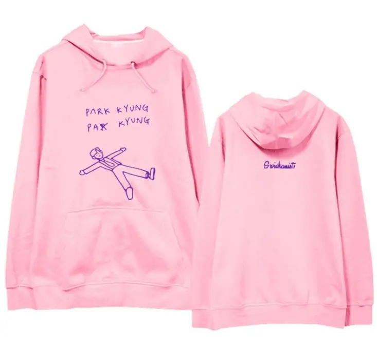 Kpop block b park kyung single album same cartoon printing pullover hoodies unisex loose fleece/thin k-pop sweatshirt