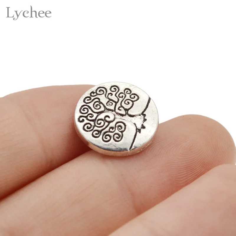 Lychee Life 10 шт. серебристые металлические пуговицы для вырезанных деревьев круглые