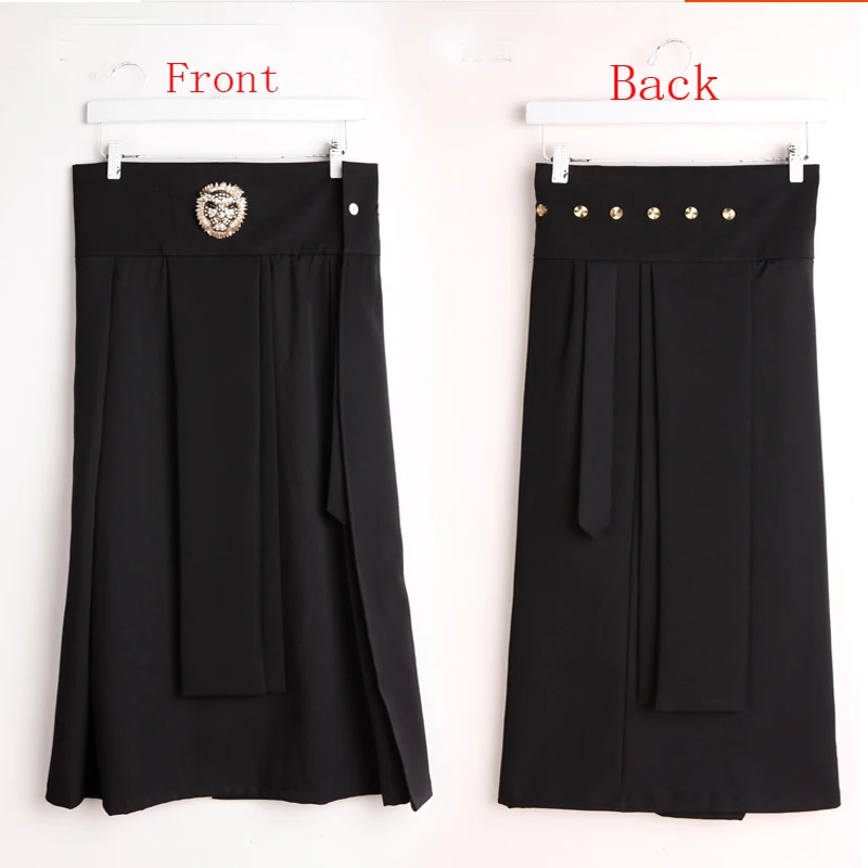 Авангард мужская повседневная юбка с регулируемой талией брюки украшение головы