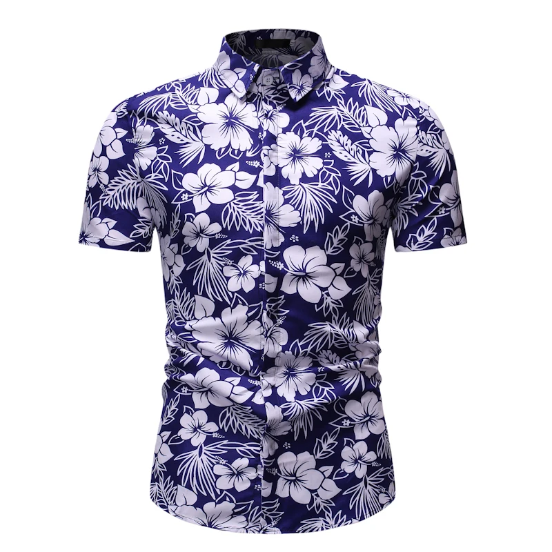 Beach Hawaiian Shirt 2019 Men's Brand Short Sleeve Large Size Floral Summer Casual Holiday Vacation Flower | Мужская одежда