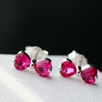 925 sterling silver with red zircon earrings fashion cartoon bowknot studs of tremella