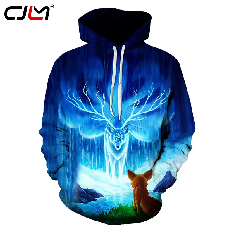 CJLM S-6XL толстовки с героями мультфильмов мужские 3d капюшоном пуловер принтом лисы