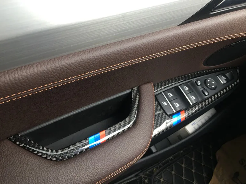 For BMW F25 F26 Interior Carbon Fiber Car Door Armrest Storage Box Frame Cover Trim 2011-2017 X3 X4 Accessories | Автомобили и