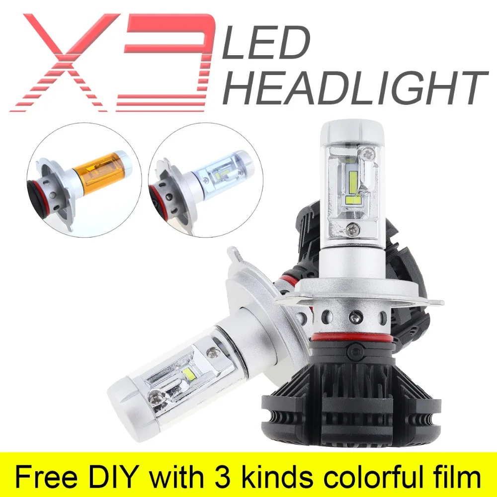 

2pcs X3 50W 6000LM LED Car Headlight Fog Lamp Hi or Lo Light Bulb H4 HB2 9003 H7 9006 HB4 9005 HB3 H10 H8 H9 H4 9003 H1