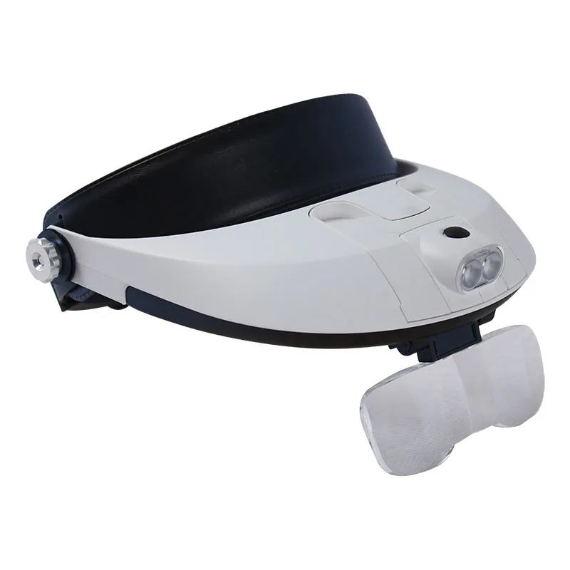 Adjustable Headband 5Lens Binoculars Magnifier LED Magnifying Glass 2Lamps Jewelry Repair Watch Reading Glasses Third Hand Loupe лупа