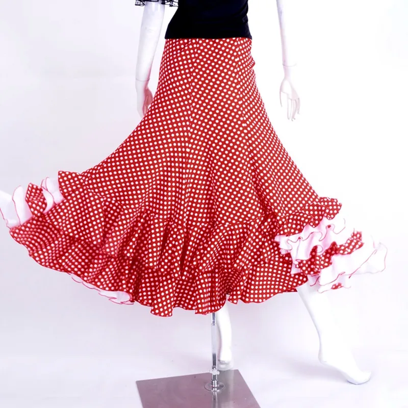 Красный и белый горошек длинные новые платья для конкурса бальных танцев бальные