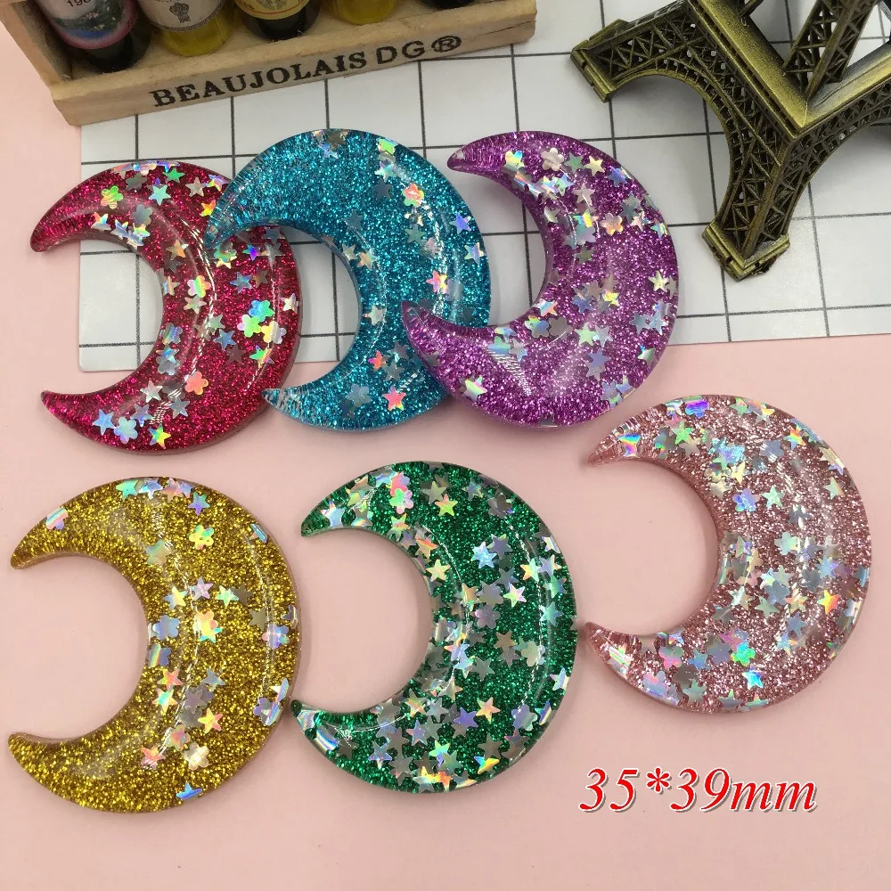 5 шт./лот Яркая блестящая Луна каваи из смолы без отверстия для поделок
