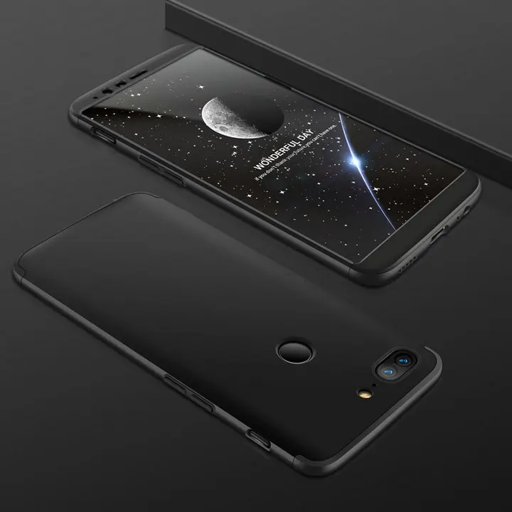 Black Жесткая задняя крышка 3 в 1 для oneplus 5 T 5 высококачественный чехол для телефона премиум-класса с защитой от царапин и падения 360 Полный корпус чехол для oneplus 5 t - Цвет: Black