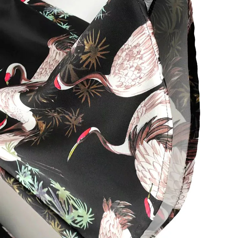 Брюки клеш расклешенные брюки Лето 2017 г. японского журавля Отпечатано эластичный