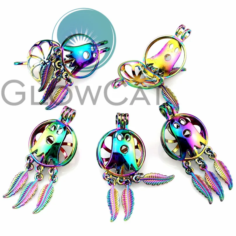 Rainbow Dreamcatcher Eiffel Tower Filigree Beads Cage Perfume Diffuser Aroma Pearl Locket Pendant | Украшения и аксессуары