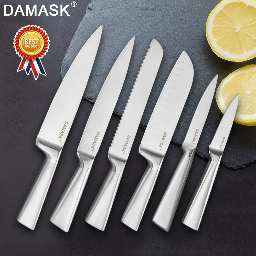 Damask Европейский набор кухонных ножей Концевая мельница 3Cr13Mov из нержавеющей