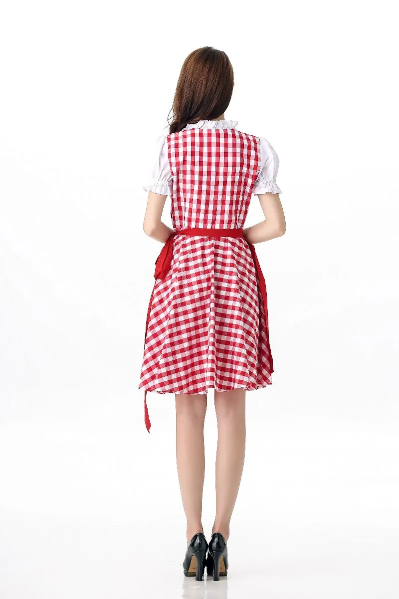 Германия Баварии Октоберфест Dirndl Для женщин красный плед карнавальный пиво