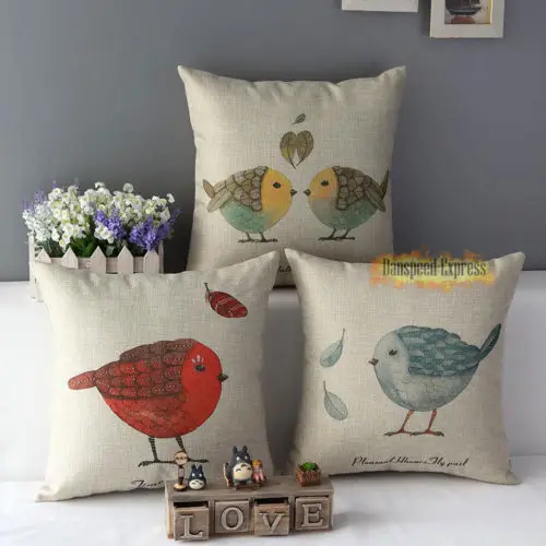 Ретро Винтаж птица Пледы Наволочки чехол удобный хлопок белье Подушки Детские