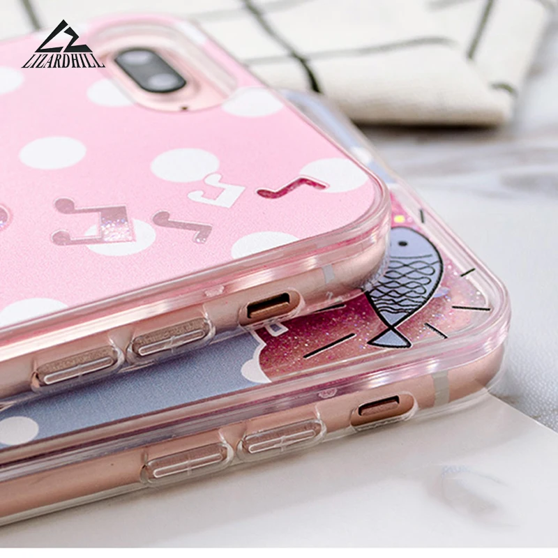 Lizardhill блеск динамический жидкость мультфильм милый кот рыбы олень Чехлы для