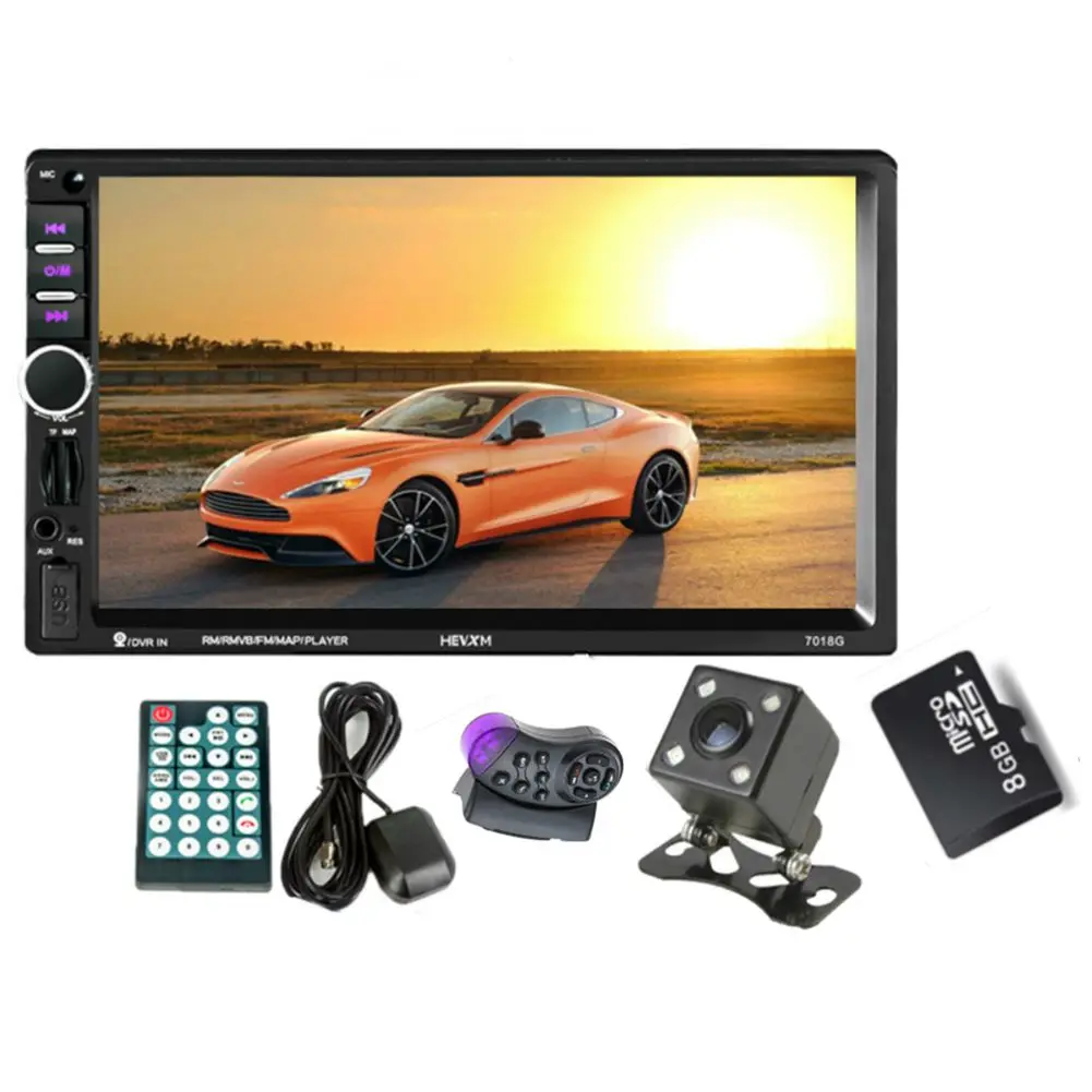 GPS Navigation 2 Din Car Bluetooth Radio Multimedia Mp5 Player 7 inch Touch Screen with Camera+Europe Map+Steering wheel contr | Автомобили