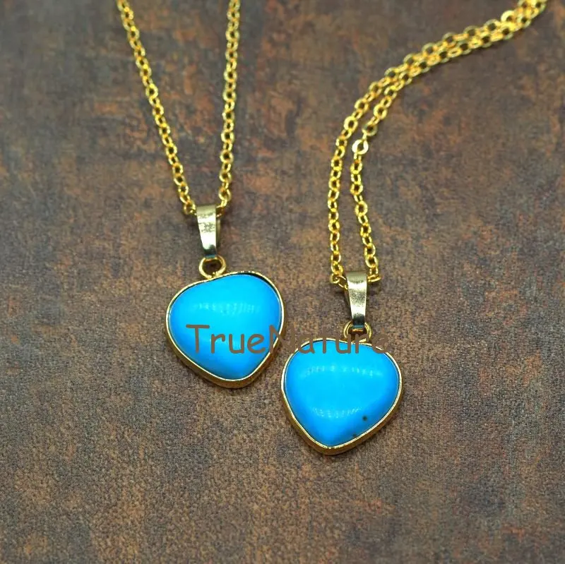 Ожерелье в форме сердца золотые звенья цепочки бирюзы ювелирные изделия 16 32