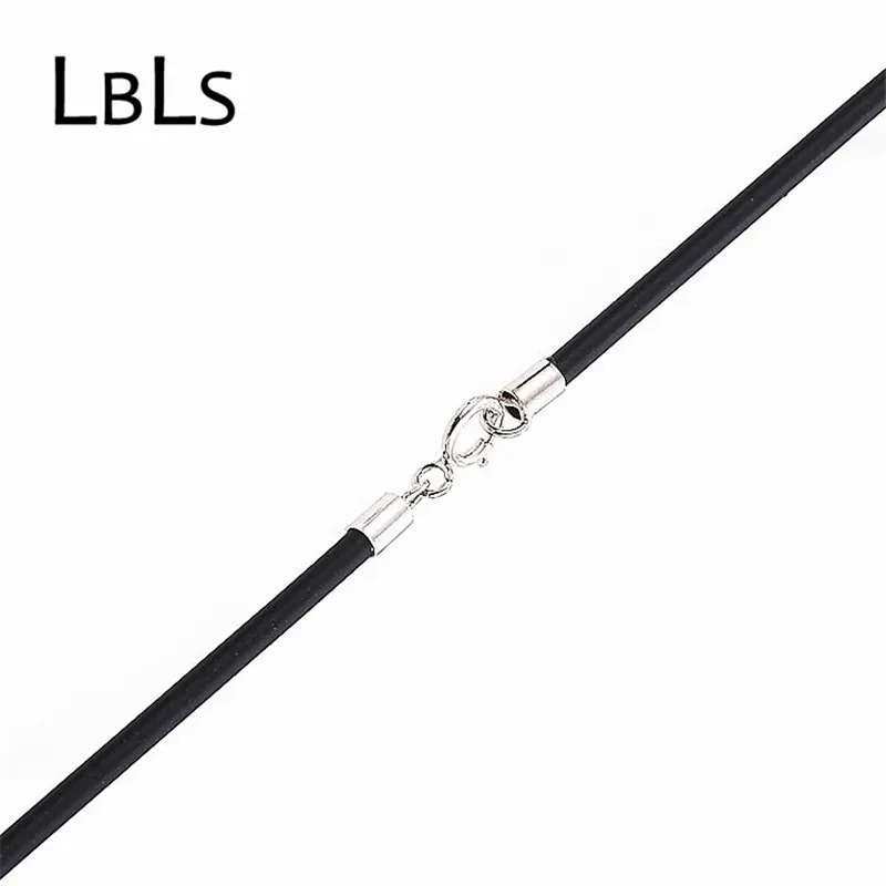 Черный резиновый шнур с коннекторами и застежками из стерлингового серебра 925