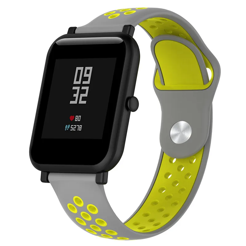 grey yellow 18 мм/20 мм/22 мм Универсальный силиконовый ремешок для samsung Шестерни/Amazfit/huawei часы/Weloop/Withings Сталь Смарт часы с ремешком вокруг браслет - Цвет ремешка: grey yellow