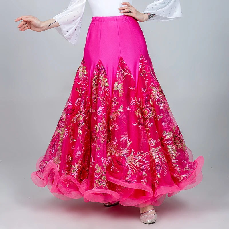 rose skirt Стандартная Женская юбка, юбки для бальных танцев, топы для фламенко, юбка для фламенко, испанский костюм для фламенко, Одежда для танцев, Одежда для танцев - Цвет: rose skirt