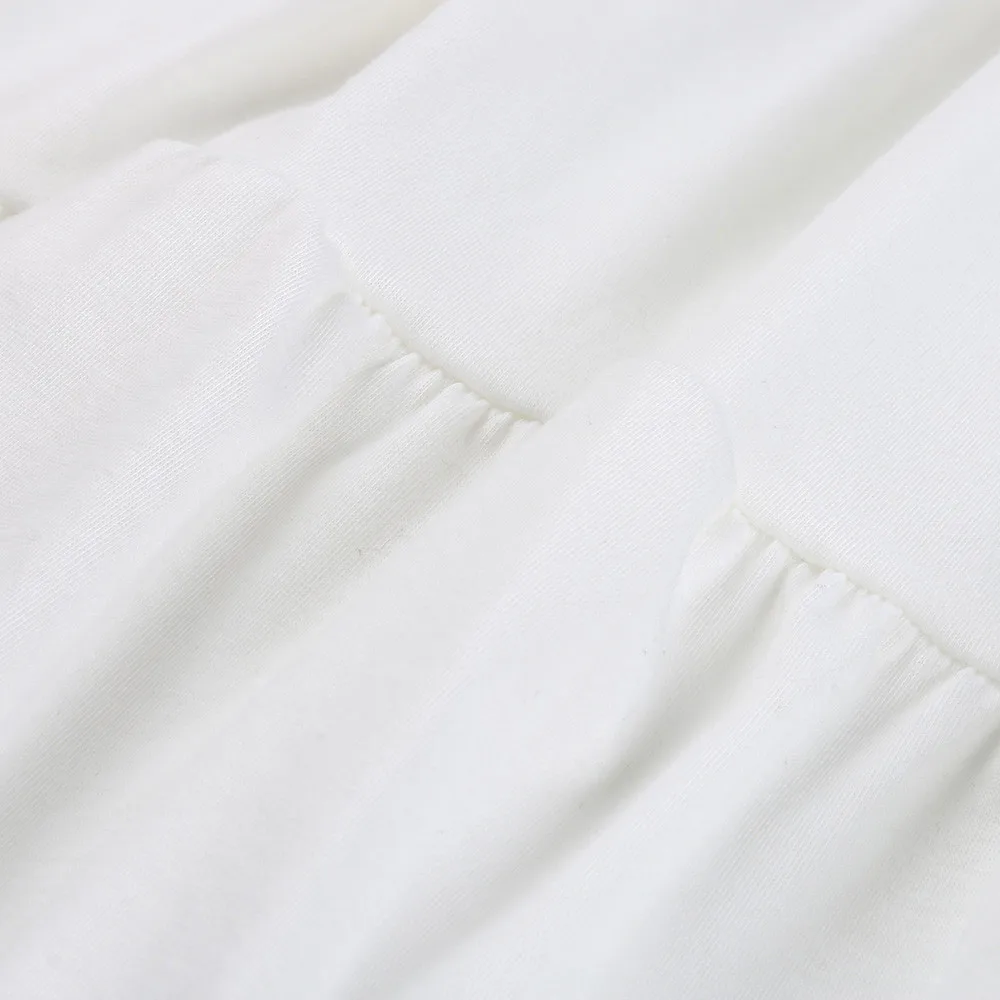 Повседневное белое летнее женское платье без рукавов с круглым вырезом пляжный