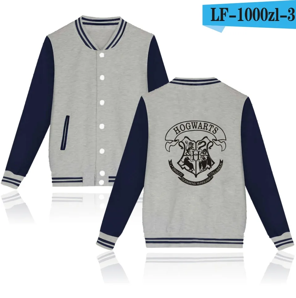 gray and navy blue Харадзюку Хогвартс куртка-бомбер для мужчин и женщин бейсбольная куртка женская зимняя куртка парки tircksuit tumblr Женские базовые пальто - Цвет: gray and navy blue