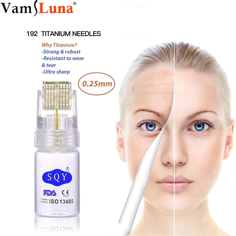 Роликовый массажер для лица Дерма Ролер Derma Roller -0.25mm титан -Способствует